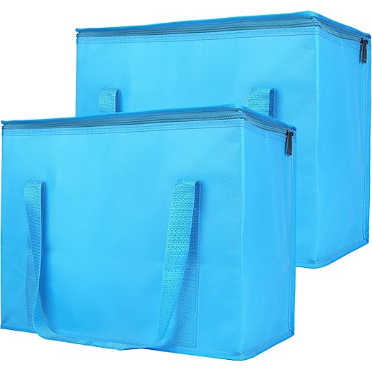 Bodaon 2-Pack Insulated Reusable Grocery Shopping Bag, X-Large Food Delivery Bags, Soft Cooler Bag for Women/Men for Grocery Delivery, Blue by Bodaon