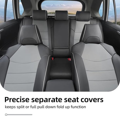 Lolcar Rav4 Seat Covers Custom Fit for Toyota Rav4 2021-2024 Prime SE,XSE & 2019-2025 Hybrid/PHEV SE,XSE, Leather Truck Seat Cover Full Set for SUV,Faux Leather(Black/Gray) - Image 8