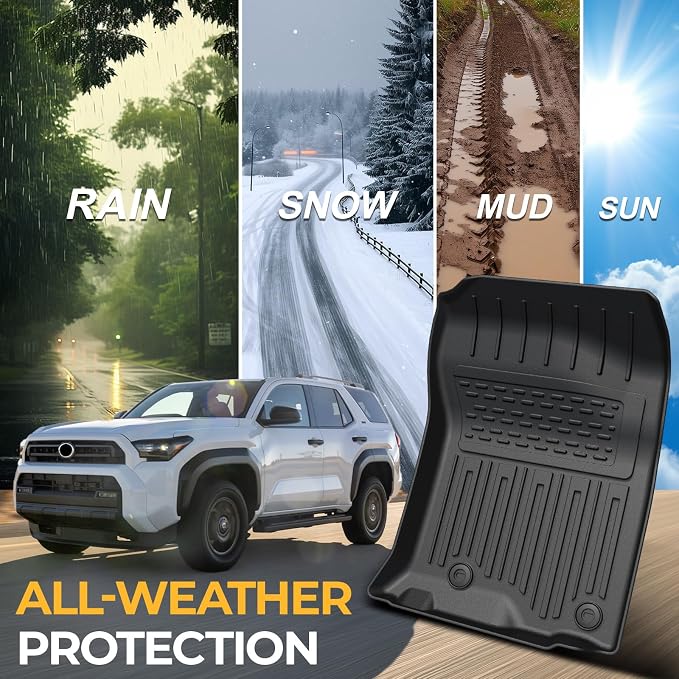Floor Mats for 2013-2024 Toyota 4Runner Accessories | w/o Sliding Cargo Tray, Full-Coverage Set with Cargo Liner & Backrest Protector, Odorless TPE, All-Weather Protection - Image 9