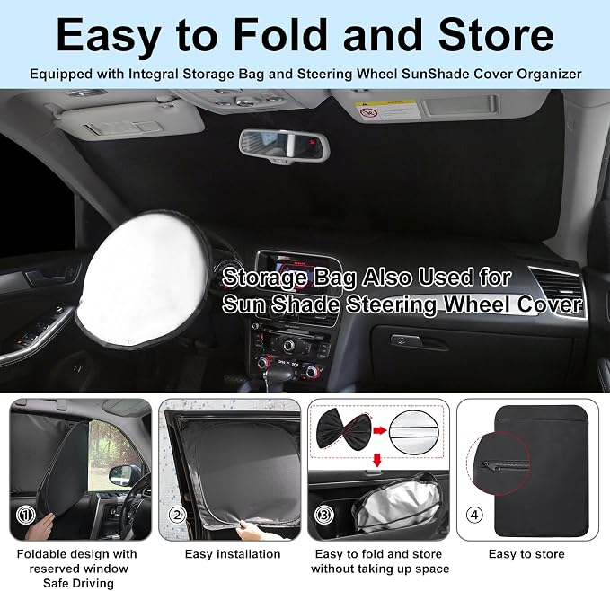 TINGLU Window Shades for Honda Civic 2016-2021 Accessories Car Side Full Windows Rear Triangular Windshield Sun Shade Sun UV Rays & Privacy Protection for Camping,Napping,and Relaxing 8PCS - Image 5