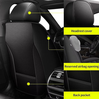 IKABEVEM Car Seat Covers for Honda Insight 2010-2025 2026 Full Set(5 Seats) | Luxury Fuax Leather, Waterproof, Airbag Compatible, Easy to Install, Scratch‑Resistant Seat Protection, Black - Image 3