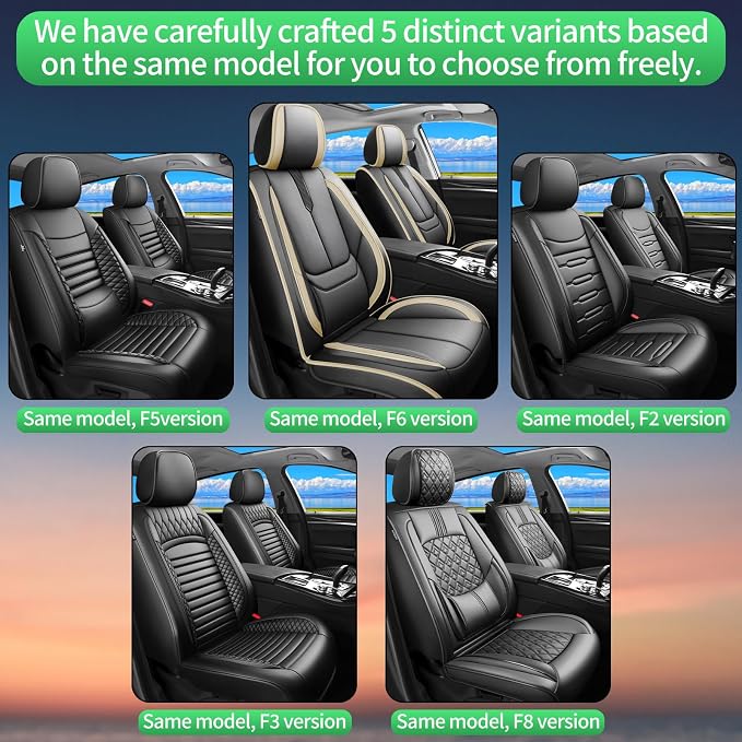 Fit Versa Car Seat Covers for Nissan Versa 2007-2024 2025 2026 -Upgraded Premium Waterproof & Breathable Leather,Airbag Compatible,All-Weather Seat Cushion Protector,Full Set,Black-Beige - Image 9
