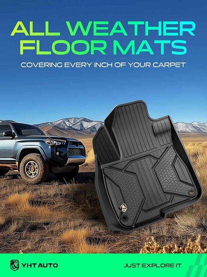 YHTAUTO Automotive Floor Mats for Honda CR-V 2017-2022 (Hybrid Only) | TPE All Weather Car Mats, Anti-Slip & Custom Fit Floor Liners | Front & 2nd Row, Black, Set of 3 - Image 2