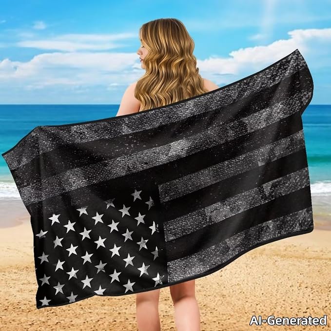 SEANATIVE Car Seat Towel Cover for Front Seats, Sweat-Absorbent Bucket Seat Cover for Gym, Running, Swimming, Beach and Hiking, Universal Fit for Cars, Trucks, SUVs, Black US Flag Print - Image 4