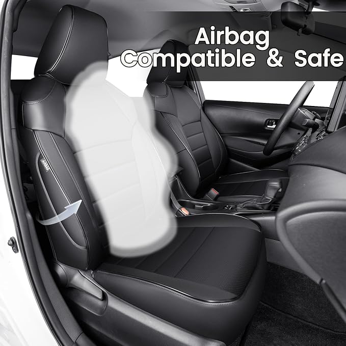 HKZ Corolla Seat Covers Custom Fit for Toyota Corolla 2020 2021 2022 Hybird LE & 2023 2024 2025 2026 Hybrid XLE Leather Car Seat Cover, 5 Seats Full Set (Black) - Image 4