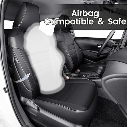 HKZ Custom Fit Corolla Car Seat Cover Full Set for Toyota Corolla 2020 2021 2022 L LE Models - Durable Faux Leather (Black) - Image 4