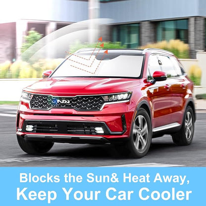 Front Windshield Sun Shade Foldable Car Front Window Sun Shade Windshield Shade Custom Fit for 2021-2025 2026 Kia Sorento SUV Block UV Rays Accessories Heat Keep Cooler - Image 4