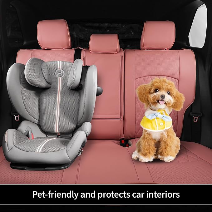EKR Rav4 Seat Covers Custom Fit for Toyota Rav4 (Hybrid) Woodland/Limited 2026, Leather Car Seat Cover Full Set for SUV,Faux Leather(Pink) - Image 5