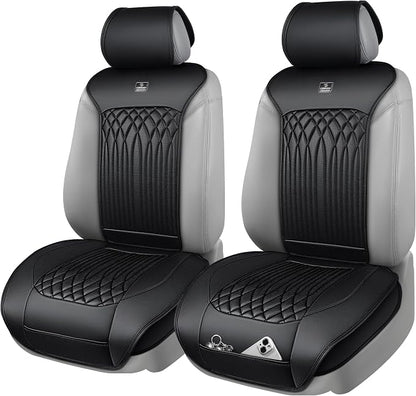 CAR PASS Car Seat Protector, Sideless Seat Covers for Cars, All Season Waterproof Nappa Leather Breathable Front Seats Cushion with Storage Pocket Universal Fit Vehicle Car SUV Truck, 2 Pack All Black - Image 7