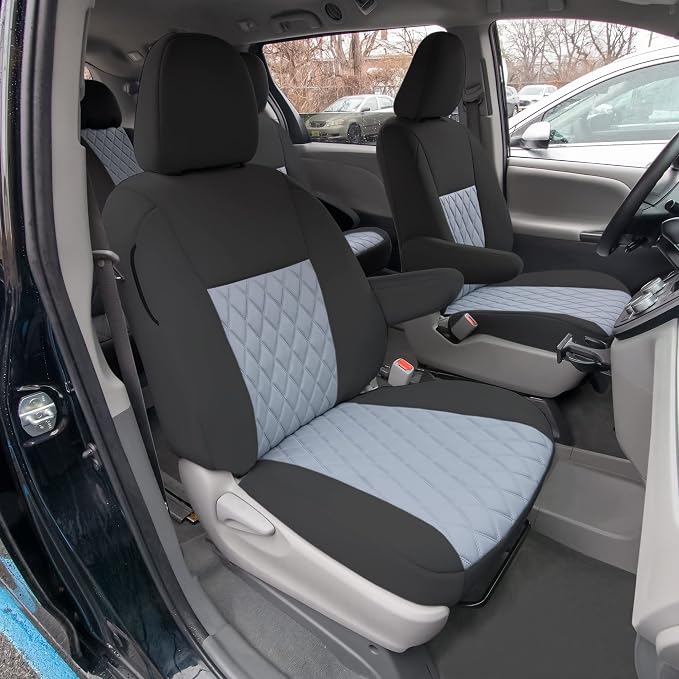 FH Group Custom Fit Car Seat Covers Specifically Made for 2011-2020 Toyota Sienna 7-8 Seater with Ultraflex Neoprene Water Resistant Automotive Seat Covers - Front Set Gray - Image 3