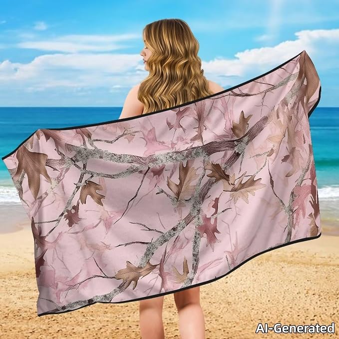 SEANATIVE Car Seat Towel Covers - Breathable Sweat Absorbing Automotive Seat Protectors for Gym, Camping & Pet Transport (Fits SUV/Truck), Camo Hunting Pink Print - Image 4