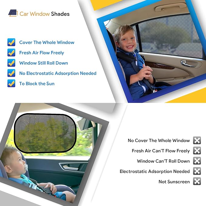 Car Window Shades，for Baby/Camping UV-Protection 2PCS XL 63''x28'' | Car Sun Shades for Side Windows with Breathable Mesh，for Back Covers Car, Truck, Suv, Car Camping Essentials,Black - Image 4