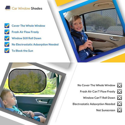 Car Window Shades，for Baby/Camping UV-Protection 2PCS XL 63''x28'' | Car Sun Shades for Side Windows with Breathable Mesh，for Back Covers Car, Truck, Suv, Car Camping Essentials,Black - Image 4