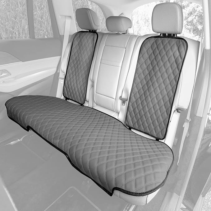 FH Group Car Seat Cushion Rear Set Faux Leather Automotive Seat Cushions - Universal Fit, Rear Car Seat Cushion, Car Seat Cushions With Non-slip Silicone Backing for SUV, Sedan, Van Gray by FHGroup