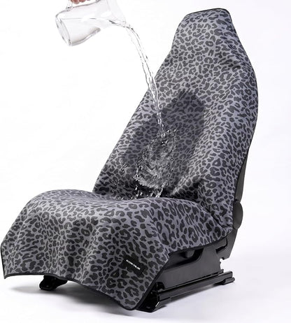 Car Seat Cover Towel, Seat Cover Protector, Waterproof Sweat Towel Seats Covers for Gym, Sports, Beach, Universal Front Seats Covers for Cars, Trucks, SUVs, Leather Seats(Gray Leopard) by Unknown
