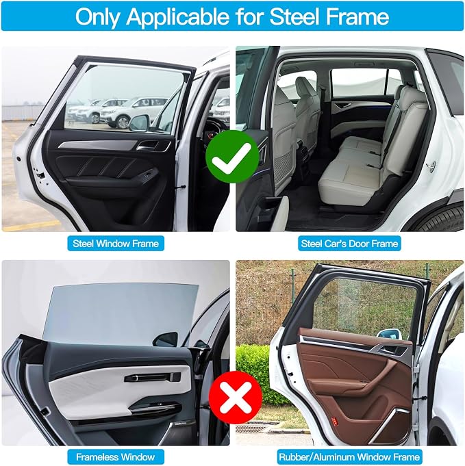 XCBYT Magnetic Car Side Window Covers, 4 Pack | 100% Blackout, Privacy, 99% UV Block, Magnetic mounting, Universal fit - Image 7