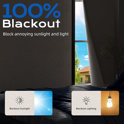 Linen Blackout Curtains for Bedroom, 39" x 58" Portable Blackout Blinds | 100% Blackout Window Cover with Hook&Loop Strip, Temporary Blackout Shades, Blackout Window Film for Nursery Travel RV- Cream - Image 2