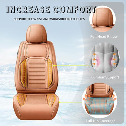 Fit CHR Car Seat Covers for Toyota CHR 2018-2021 2022 -Premium Leather, Waterproof，Breathable，All-Weather Seat Cushion Protecto & Airbag Compatible, Full Set Brown - Image 6