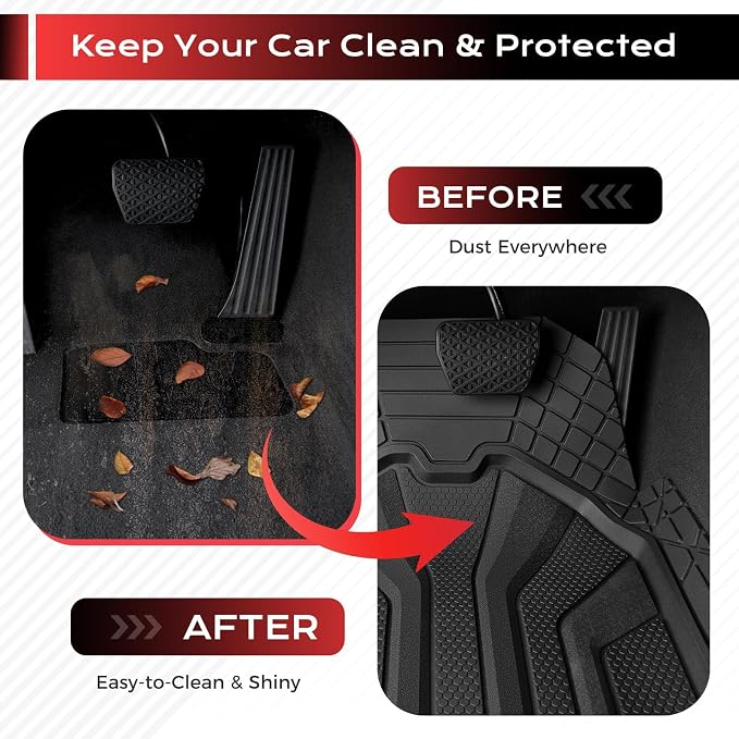 Coverado Car Floor Mats for Cars, Waterproof Car Mats All Weather Truck Floor Mats for SUV, Automotive Heavy Duty Floor Mat Full Set Universal Trim to Fit Car Mats for Cars SUV Truck (4 Pcs,Black) - Image 6