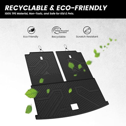 LASFIT Cargo Mat for Volkswagen VW Atlas 2018-2026(Not fit Cross Sport), All Weather TPE Custom Fit Trunk Mat & Seatback Mat for VW Atlas 6&7 Seats Accessories, Black, Easy to Clean - Image 2