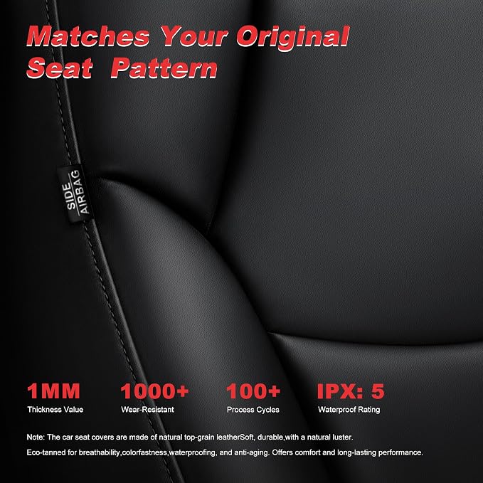 TTX LIGHTING Custom Fit for Chevrolet Equinox Front Seat Covers | 2018-2024 | 2-Seats | Original Seat Pattern | Full Coverage | Easy Install | Waterproof | Faux Leather - Image 6