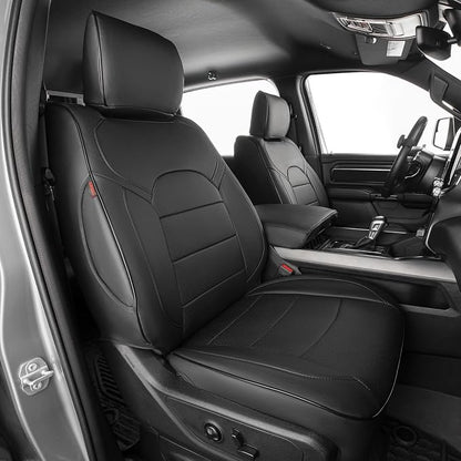 EKR Ram 1500 Seat Covers Custom Fit for (Quad Cab) RAM 1500 Laramie/Rebel 2019 2020 2021 2022,Waterproof Black Car Seat Cover for Trucks Full Set-Faux Leather(Black) by EKR