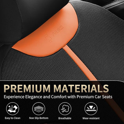 Seat Covers, Car Seat Covers Front Seat, Black&Brown Seat Covers for Cars 2 Seats, Breathable Car Seat Protector, Front Car Seat Cushion, Automotive Seat Covers Universal Fit for Most Cars SUV Trucks - Image 4