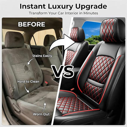 for Subaru WRX 2015-2025 2026 Car Seat Covers, Front Pair, Redline | Luxury Full Coverage Leather Seat Protectors, Waterproof Breathable, Non-Slip, Easy to Install, Airbag Compatible, All-Season - Image 6