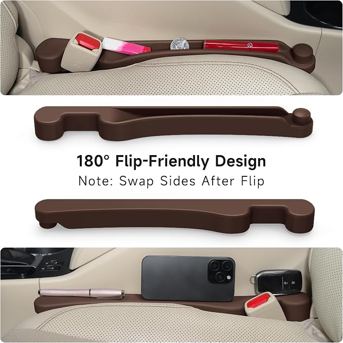 Givifive Car Seat Gap Filler Organizer 2Pack Soft Foam 3IN1 Multifunctional | Seat Side Gap Strip with Slot & Hook Universal Fit Car SUV Truck Fill The Gap Between Seat & Console (Narrow Dark brown) - Image 7