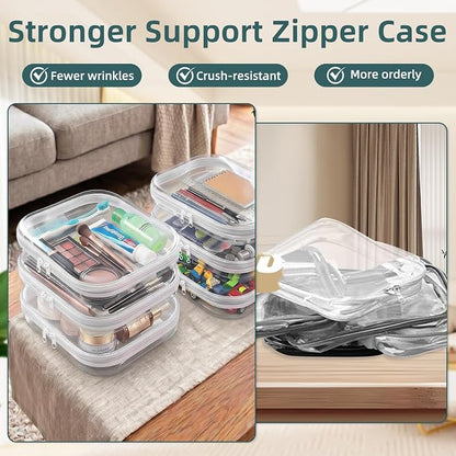 Clear Hard Shell Zipper Cases (6 Packs), Plastic Hard Sided Zippers Pouches Clear Hardshell Pencil Case For Storage, Diaper Bag Organizer Bliss Bins 6*Medium - Image 5