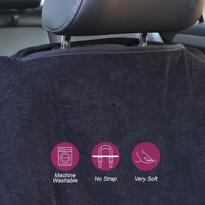 Car Seat Towel Covers Front Seats Protector for Gym and Workout, Automotive Washable Driver Cars Seat Sweat Cover for Dog, Compatible with Tesla Model Y Juniper/3/X/S (Fleece Black, 1Pcs) - Image 6