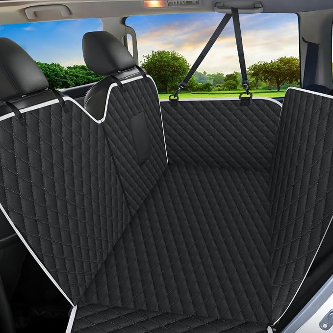 Meolsaek Back Seat Cover for Dogs,Zipper Hammock Car Seat Protector(Black) | 600D oxford fabric,Zippered side flaps,No-smell car seat cover for back seat as hammock, trunk liner or camping mat by Meolsaek