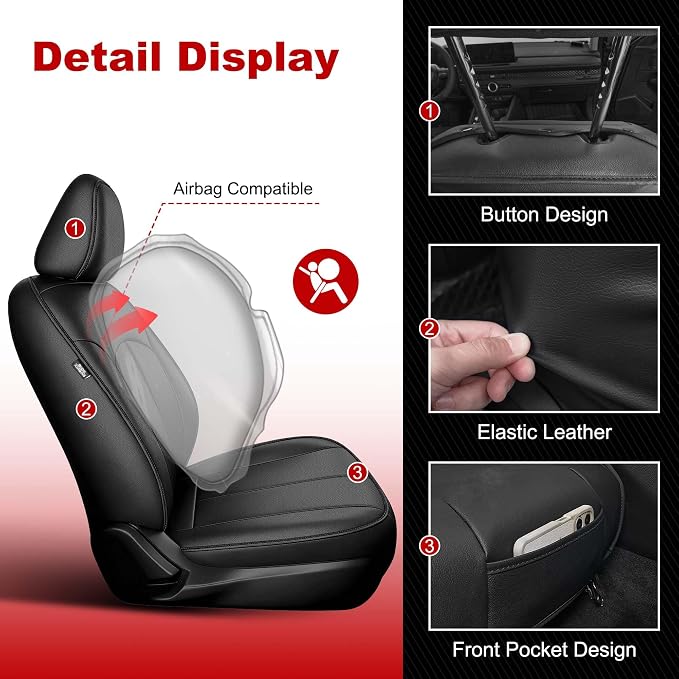 TTX LIGHTING Custom Fit Seat Covers for Subaru Forester 2009-2013 | All-Season Interior Protection with Original Seat Pattern Waterproof Faux Leather Full Set Airbag Compatible - Image 4