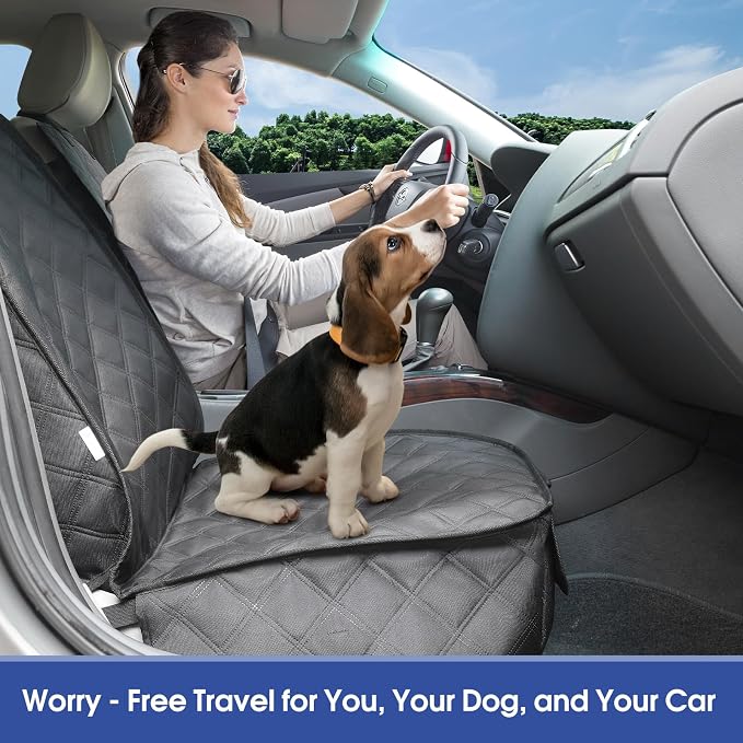 ALLANSING Front Seat Cover for Dogs with Side Flaps, Heavy Duty 900D Waterproof Seat Protector, Protects from Dirt & Scratches, for Pets & Daily Use, Fits Cars SUV Trucks Minivans (1-Pack) - Image 4