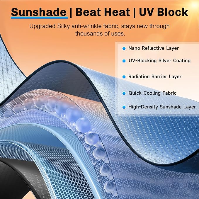 SXCY for 2023-2025 2026 Chevy Colorado/GMC Canyon Windshield Umbrella Sunshade [Easier Foldable] 2025 2026 Colorado/Canyon Accessories 2026 Colorado Sunshade Umbrella Windshield Sun Shade Umbrella - Image 6