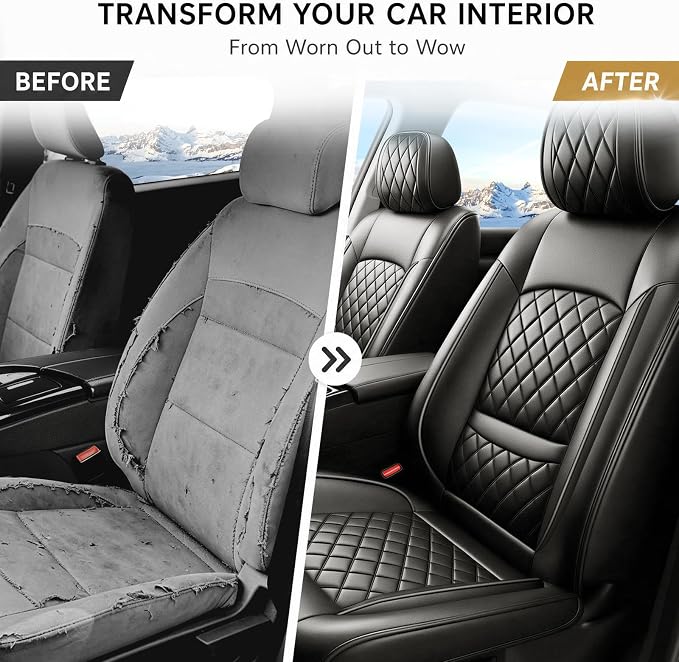 for GMC Canyon 2015-2025 2026 Car Seat Covers, Full Set, Black | Luxury Full Coverage Leather Seat Protectors, Waterproof Breathable, Non-Slip, Easy to Install, Airbag Compatible, All-Season - Image 4