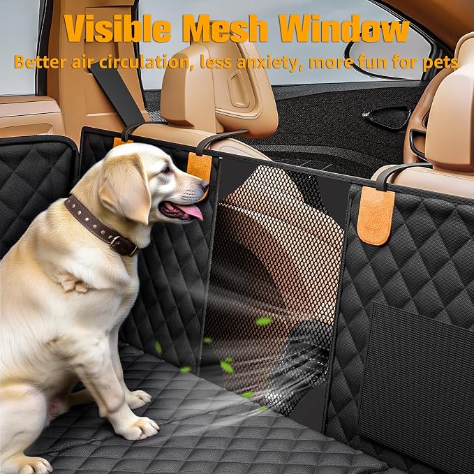 Dog Car Seat Cover for Back Seat, Hard Bottom Back Seat Extender | Rear Seat Pet Cover for Dogs - Supports 400lbs, Waterproof and Scratch Resistant Dog Hammock with Mesh Window For Cars & SUVs - Image 6