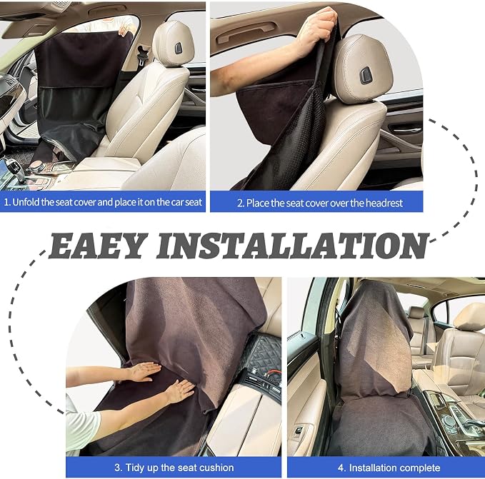 BOPUOVRE Car Front Seat Cover Waterproof Sweatproof Universal Fit | Fits All Cars Trucks Gym Sports Beach 3 Layer Non Slip Machine Wash Stain Protection Black 2 Piece - Image 7