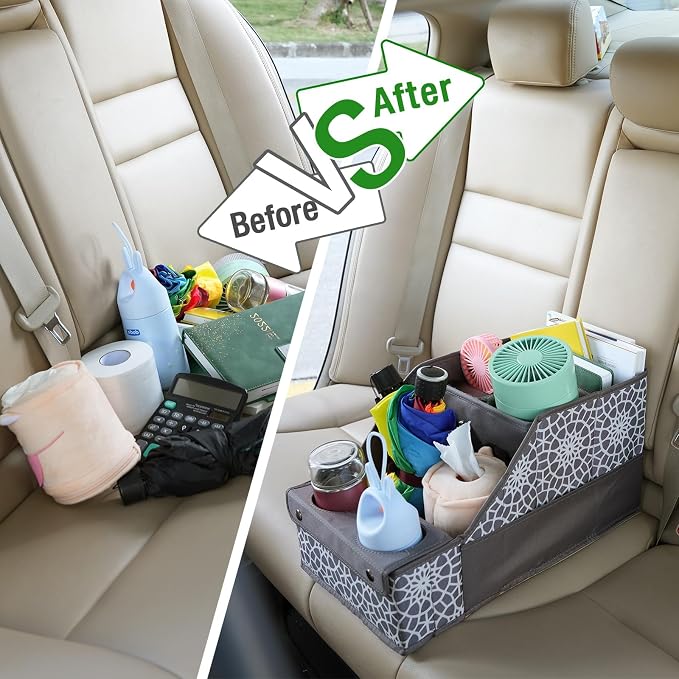 MULISOFT Car Seat Organizer - Backseat with 11 Compartments, 2 Cup Holders, and 2 Oversized Side Pockets for Travel and Storage | Made from durable Oxford fabric with a waterproof surface, anti-slip buckles, and a foldable design for easy storage. - Image 6