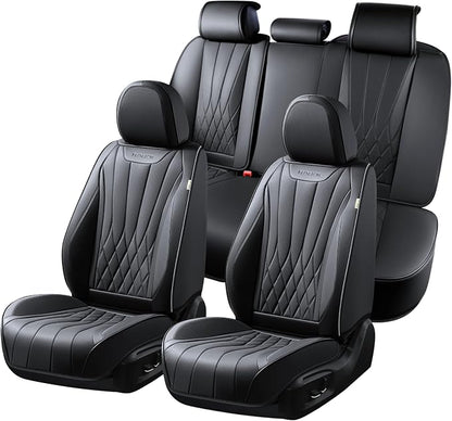 FLORICH Car Seat Covers Full Set, Black Seat Covers for Cars, Waterproof Front and Rear Car Seat Protectors, Universal Fit for Most Cars Sedans Trucks SUVs - Black by FLORICH