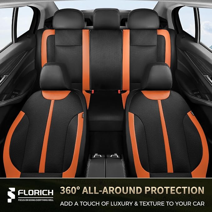 Seat Covers, Car Seat Covers Front Seat, Black&Brown Seat Covers for Cars 2 Seats, Breathable Car Seat Protector, Front Car Seat Cushion, Automotive Seat Covers Universal Fit for Most Cars SUV Trucks - Image 7