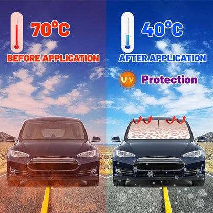 Socira Rose Gold Leopard Car Windshield Sunshade Umbrella Foldable | Umbrella Cute Sun Shade Windshield Cover Sunshade Leopard Print Car Accessories Keeps Cool (57" X 30") - Image 7