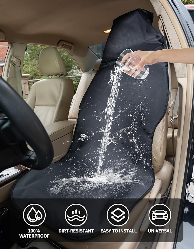 Waterproof Car Seat Cover Automotive Seat Covers for Cars Trucks and SUVs Car Seat Cover Protector Front Seats Black-2 - Image 2