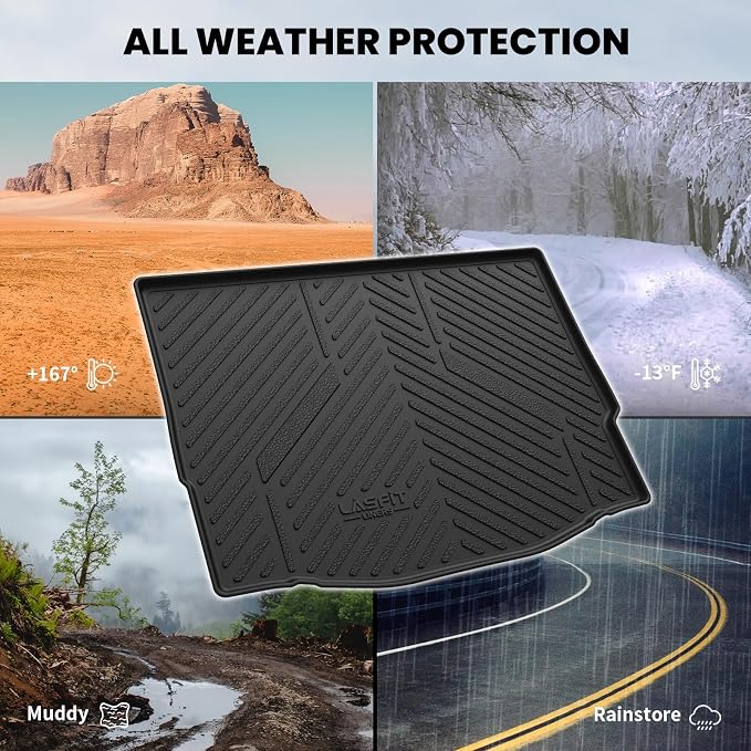 LASFIT Cargo Mat for Ford Focus(Only Gas) 2012-2018,Focus RS 2016-2018 | Trunk Liner Fit Ford Focus 2012-2018 Hatchback Gasoline(No Subwoofer) All Weather Custom Fit TPE,1 PCS,Black - Image 8