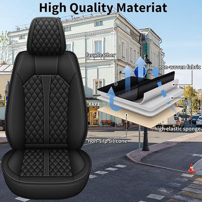 IKABEVEM Car Seat Covers fit for Subaru Legacy 2008-2025 2026 Full Set | Waterproof Faux Leather, Airbag Compatible, Easy to Install & Wipe Car Seat Protector,5 Seats Covers Fit for Legacy, Black - Image 8