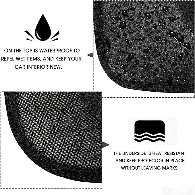 Kaiphy Car Seat Protector with Thick Padding + XL Large Car Seat Cover for Child Car seat, Eco Friendly Waterproof & Durable Fabric + 2 Storage Pockets Protect Fabric or Leather Seats 2Pack (Black) - Image 3