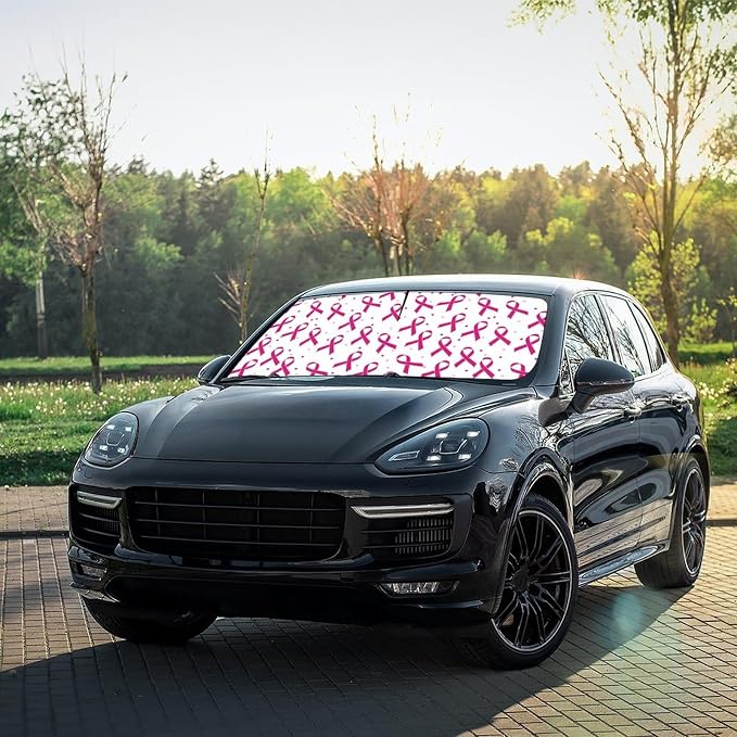 Socira Breast Cancer Car Windshield Sunshade Umbrella Foldable Umbrella | Sun Shade Windshield Cover Sunshade Car Accessories Blocks Uv Rays Keeps Cool (57" X 30") - Image 6