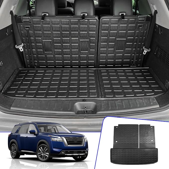 Rongtaod Trunk Mat with Backrest Mat for 2022-2026 Nissan Pathfinder | Cargo Mat Cargo Liner Trunk Liner TPE All Weather Back Seat Cover Protector 2025 Pathfinder Accessories by Rongtaod