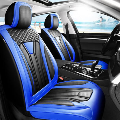 Fit FJ Cruiser Premium Leather Car Seat Covers for Toyota FJ Cruiser 2007-2013 2014 - Waterproof，Breathable，All-Weather Seat Cushion Protecto & Airbag Compatible, Full Set Blue&Black by Unknown