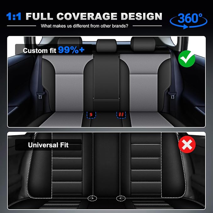AOMSAZTO Custom Fit Seat Covers for Toyota RAV4 2019-2025 Gas Models Kit | LE/XLE/XLE Premium/Limited, 5-Piece Full Set with Steering Wheel Cover, Armrest Cover, Neck Pillows and Seat Belt Covers - Image 7